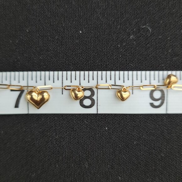 18k Bracelet with multiple small hearts charm - Picture 9 of 15